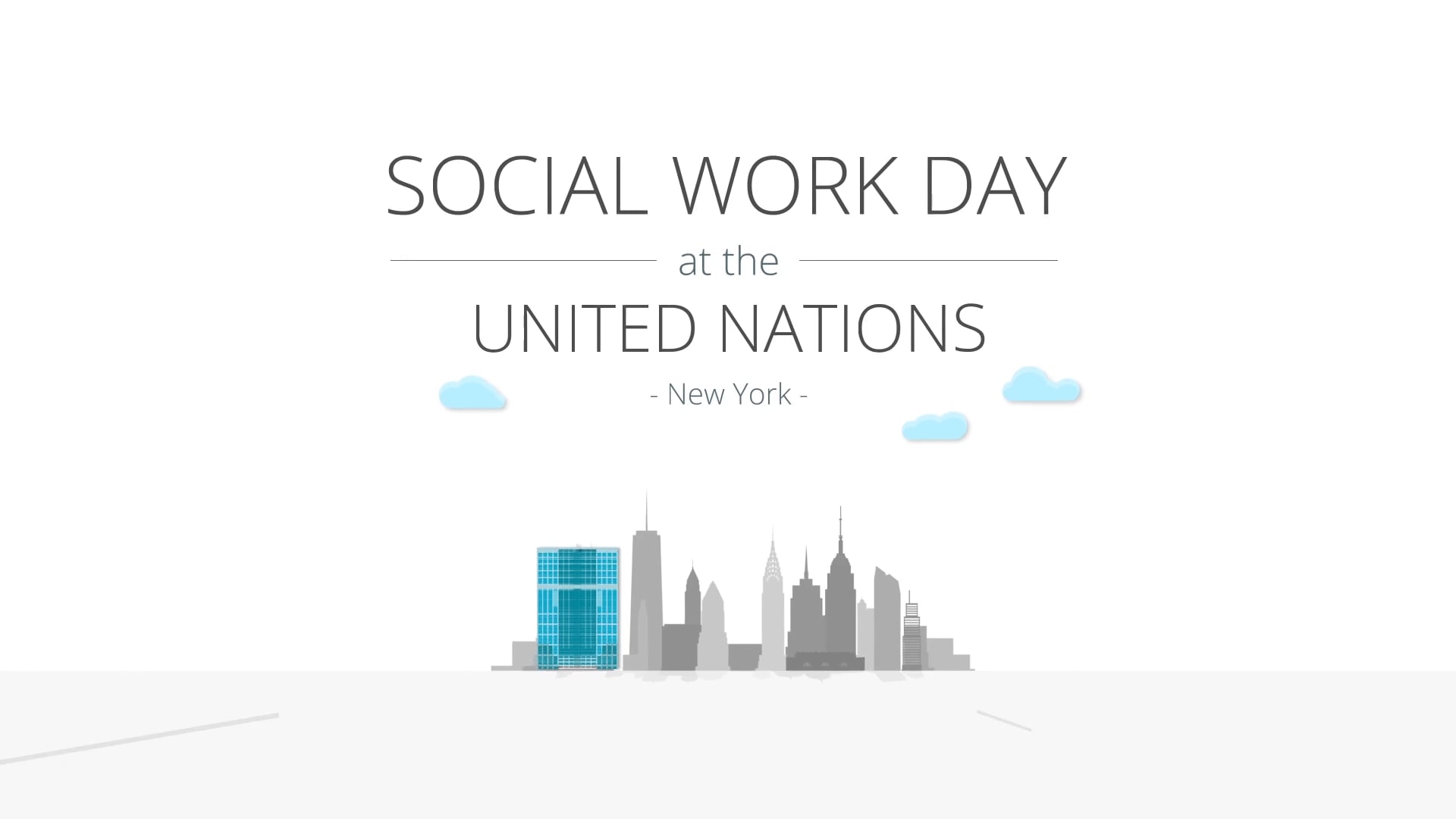Animated title card for Social Work Day at the United Nations, New York — nonprofit video production sample