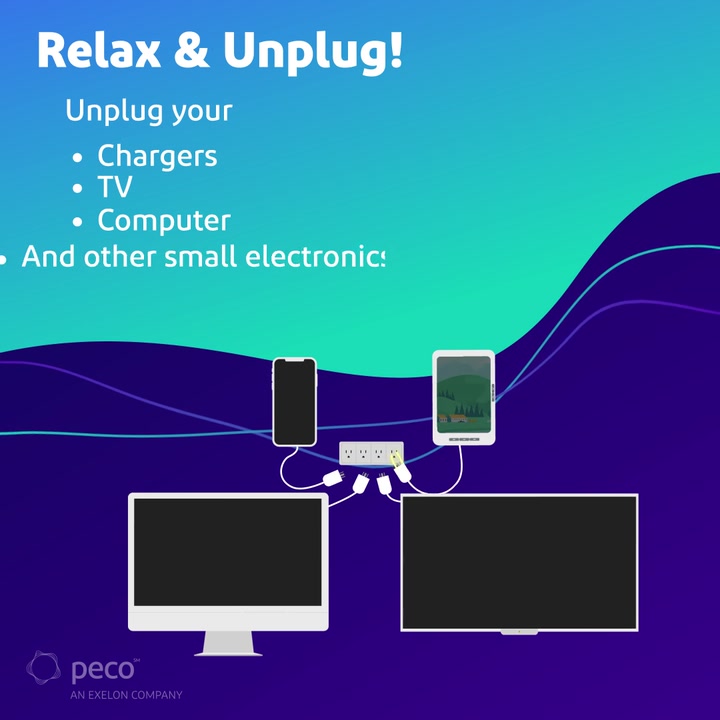 Animated Peco tip: unplug chargers, TVs, and computers to cut summer energy use