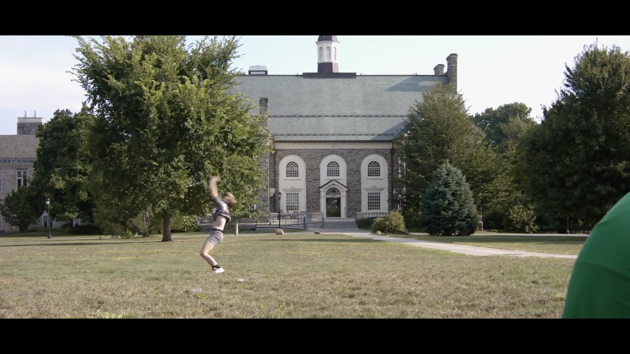 Haverford College students cheering during Customs orientation